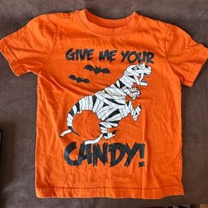 City Streets Boys Orange Halloween Mummy T-Rex Dinosaur Graphic Tee Shirt XXS 4